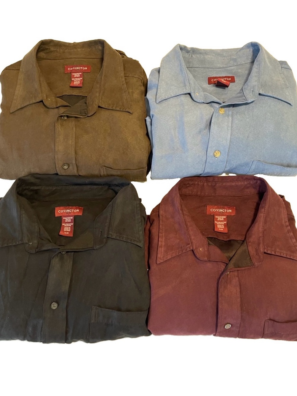 Covington Shirts Mens XL Faux Suede BUNDLE Brown Black Blue Burgundy Relaxed Fit